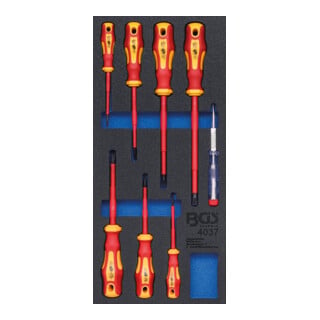 BGS Inserto per carrello da officina 1/3: set di cacciaviti VDE, 8pz.