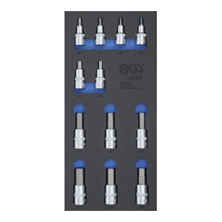 BGS Inserto per carrello da officina 1/3: set di inserti per bit, azionamento quadro interno 12,5mm (1/2"), 12pz.