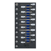 BGS Inserto per carrello da officina 1/3: set di inserti per bit, azionamento quadro interno 12,5mm (1/2") con profilo a T (per Torx), 26pz.