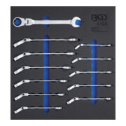 BGS Inserto per carrello da officina 2/3: set di chiavi combinate a cricchetto, apertura 8 - 19mm, 12pz.