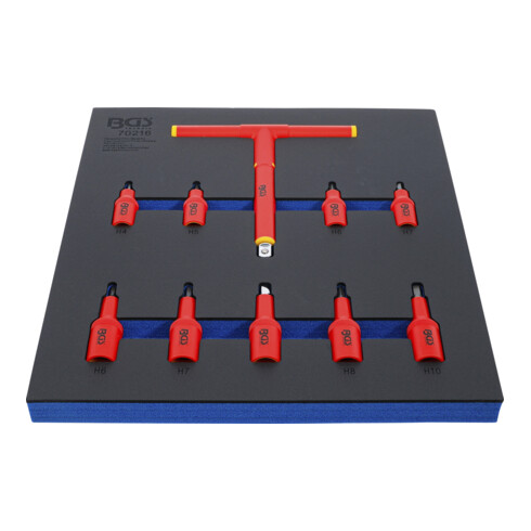 BGS Inserto per carrello da officina 2/3: set inserti VDE, attacco quadro interno 10 mm (3/8") / 12,5 mm (1/2"), esagono interno 4 - 10 mm, 10 pezzi