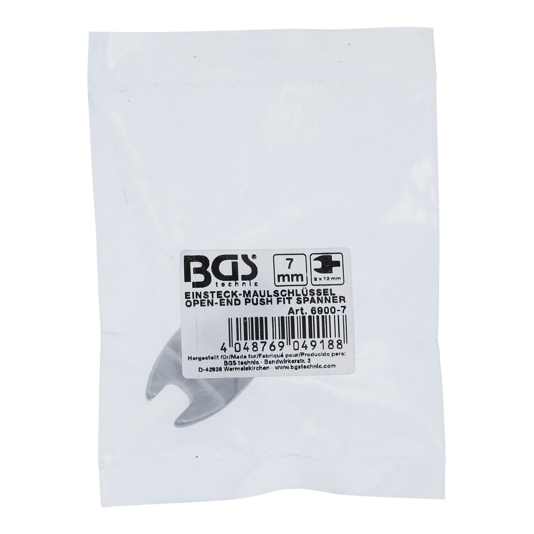 BGS Insteek-steeksleutel | 7 mm | opname 9 x 12 mm