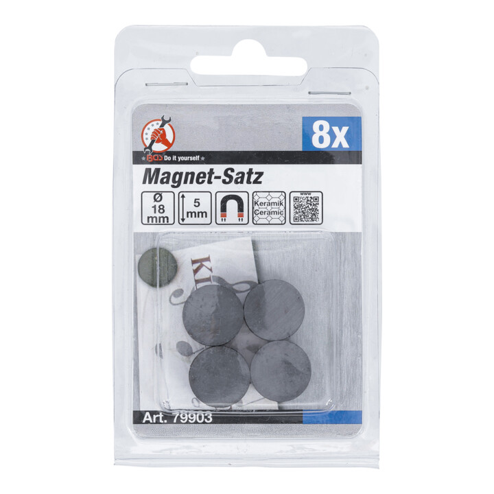 BGS Jeu d’aimants céramiques Ø 18 mm 8 pièces