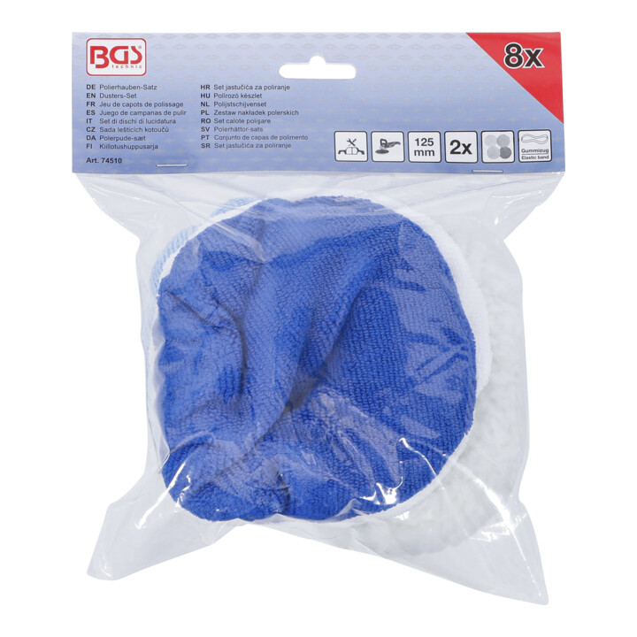 BGS Jeu de bonnets de polissage, Ø 125 mm, 8 pièces