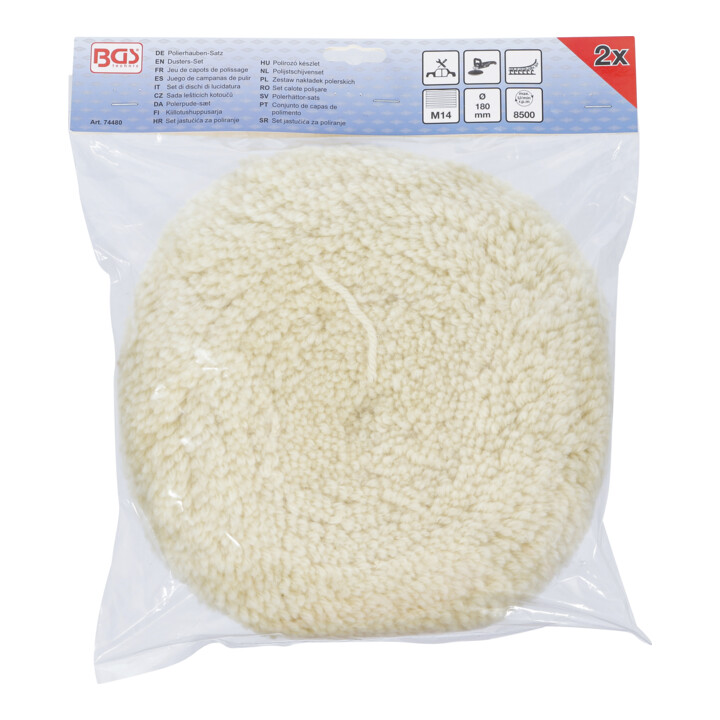 BGS Jeu de bonnets de polissage, Ø 180 mm, 2 pièces