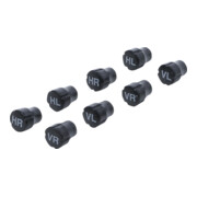 BGS Jeu de capuchons de valve en plastique, pour marquage des pneus, 8 pièces