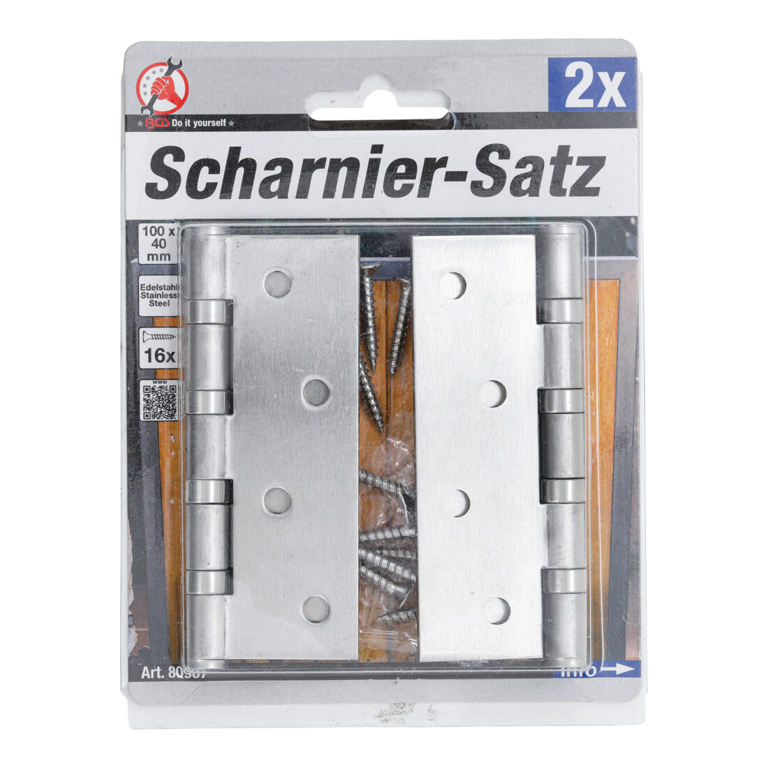 BGS Jeu de charnières acier inoxydable 100 x 40 mm 2 pièces