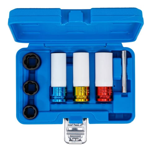 BGS Jeu de clés à douille avec profil à insertion et spirale, carré d'entraînement 12,5 mm (1/2"), 17 - 21 mm, 7 pièces