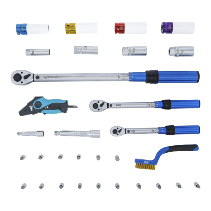 BGS Jeu de clés dynamométriques, entraînement carré extérieur 6,3 mm (1/4"), 10 mm (3/8"), 12,5 mm (1/2"), 31 pièces
