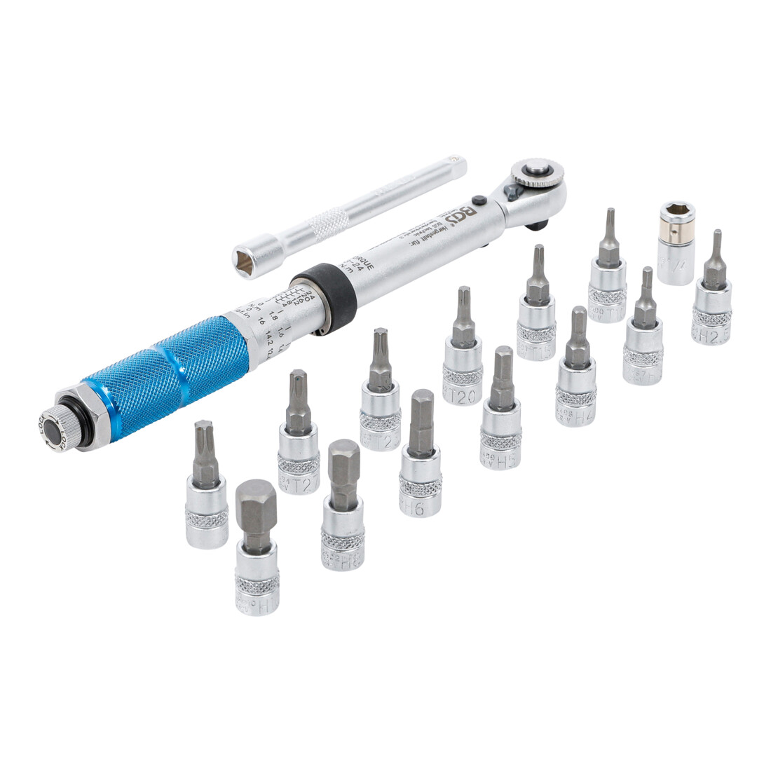 BGS Jeu de clés dynamométriques, entraînement carré extérieur 6,3 mm (1/4"), 3 - 24 Nm, 16 pièces