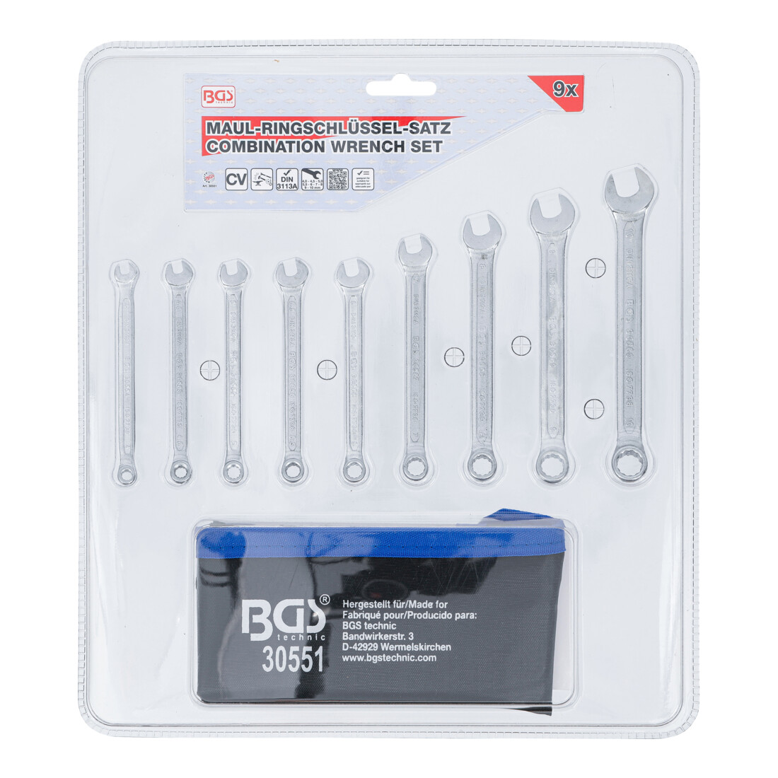 BGS Jeu de clés mixtes 4 - 10 mm 9 pièces