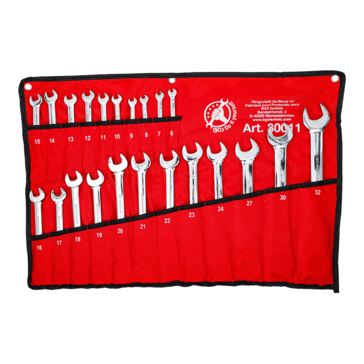 BGS Jeu de clés mixtes à cliquet têtes flexibles 6 - 32 mm 22 pièces