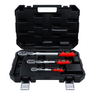 BGS Jeu de cliquets à bascule, extensible, articulé, entraînement carré extérieur 6,3 mm (1/4") - 10 mm (3/8") - 12,5 mm (1/2"), 3 pièces