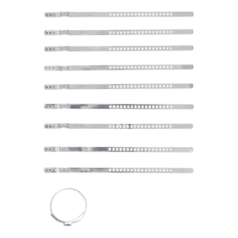 BGS Jeu de colliers de soufflet d'essieu, acier inoxydable, 7 mm, 20 - 50 mm, 10 pièces