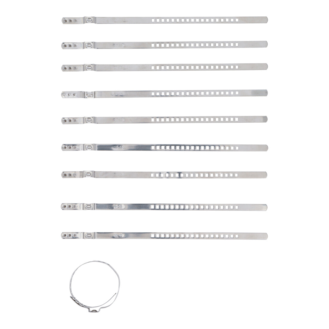 BGS Jeu de colliers de soufflet d'essieu, acier inoxydable, 7 mm, 20 - 50 mm, 10 pièces