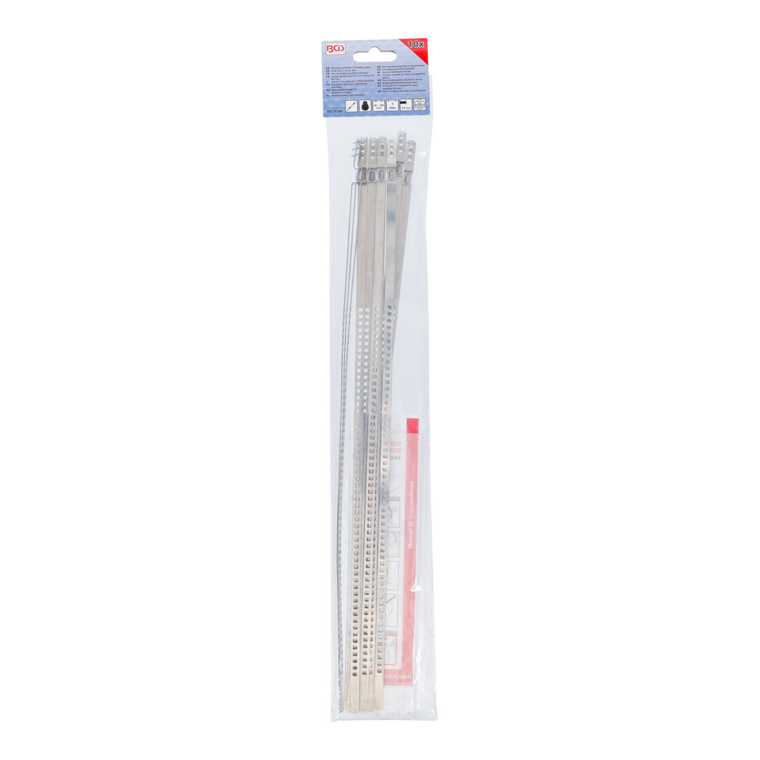 BGS Jeu de colliers de soufflet d’essieu, acier inoxydable, 7 mm, 50 - 120 mm, 10 pièces