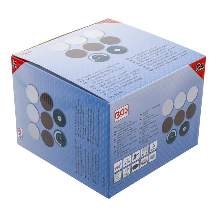 BGS Jeu de disques à poncer et polir, Ø 180 mm, 8 pièces