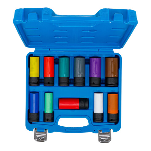 BGS Jeu de douilles de protection pour entraînement carré intérieur 12,5 mm (1/2") SW 15 - 27 mm et vis spéciales pour roues 11 pcs.