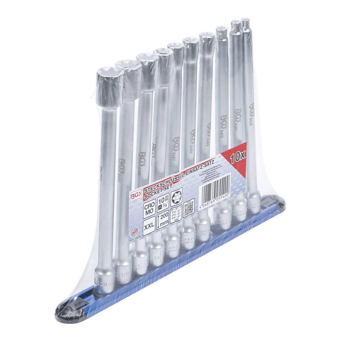 BGS Jeu de douilles, profil E XXL 10 mm (3/8") E6 - E20 10 pièces