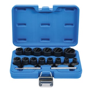 BGS Jeu de douilles spéciales / extracteur de vis Entraînement carré intérieur 12,5 mm SW 8 - 27 mm 16 pcs.