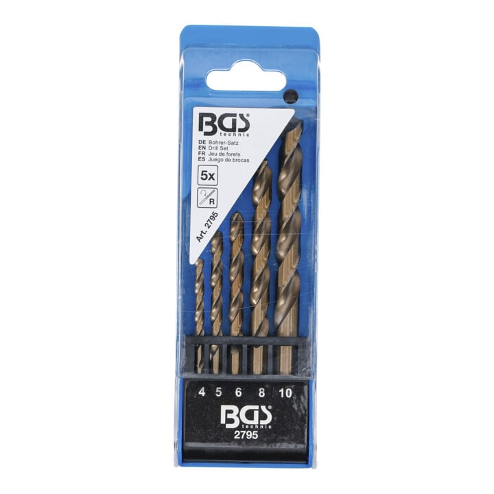 BGS Jeu de forets hélicoïdaux, HSS, 4 - 10 mm, 5 pièces