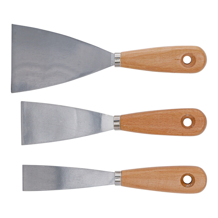 BGS Jeu de spatules, manche en bois, 30 / 50 / 80 mm, 3 pièces