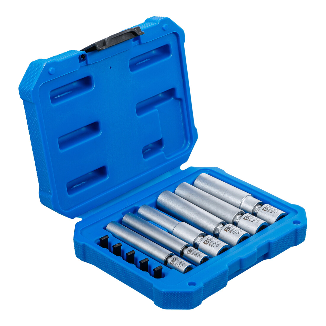 BGS Jeu d’embouts articulés pour bougies de préchauffage et d’allumage, carré intérieur 6,3 mm (1/4") / 10 mm (3/8"), clés 8 - 9 - 10 - 12 - 14 - 16 mm, 11 pièces
