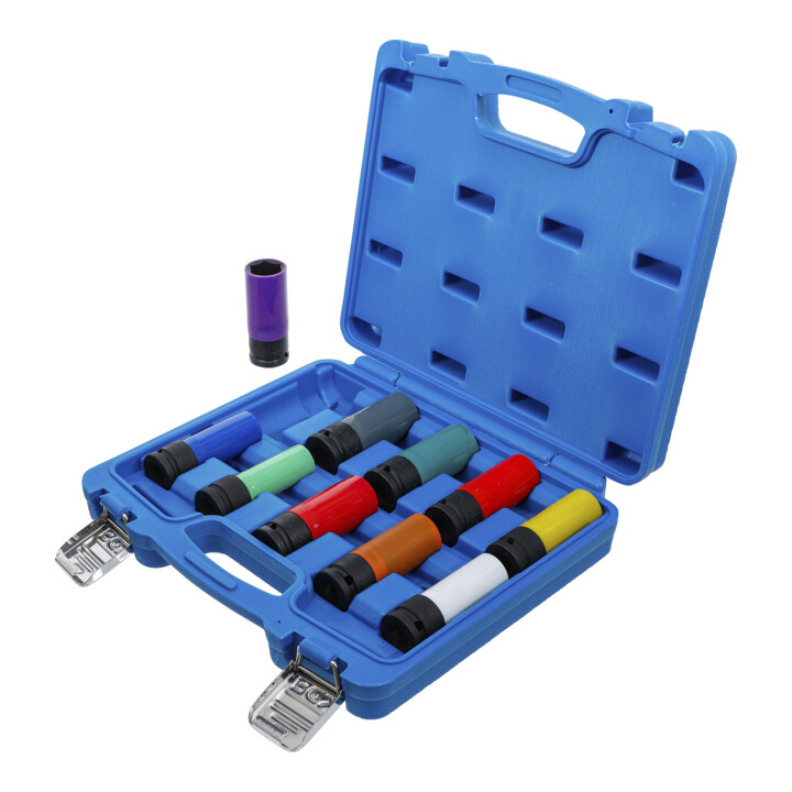 BGS Jeu d’embouts de force, entraînement carré intérieur 12,5 mm (1/2"), clés 15 - 24 mm et vis de roue spéciales, 10 pièces
