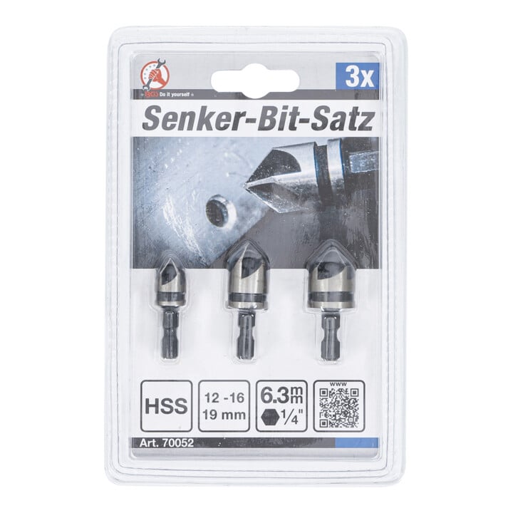 BGS Jeu d’embouts de perçage conique HSS 6,3 mm (1/4") 12 - 16 - 19 mm 3 pièces