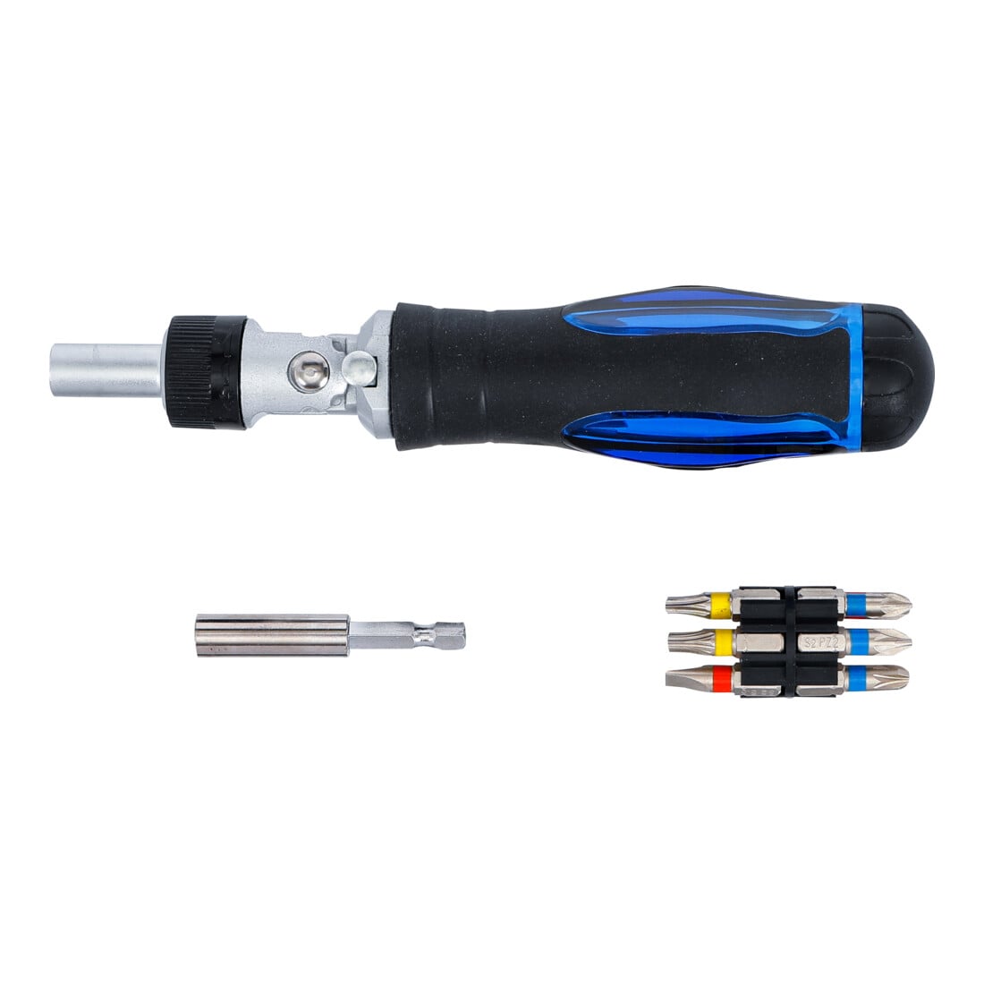 BGS Jeu d’embouts de tournevis articulé avec poignée rotative à fonction cliquet, réversible 14 pièces