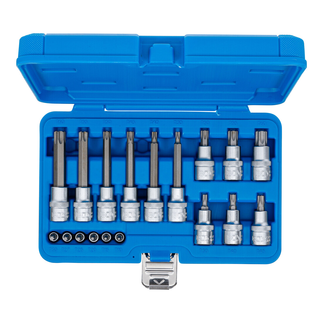 BGS Jeu d'embouts, entraînement carré intérieur 6,3 mm (1/4") / 12,5 mm (1/2"), profil T (pour TX), 18 pièces
