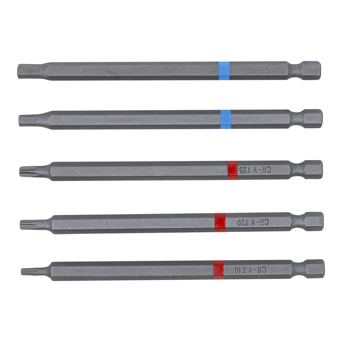 BGS Jeu d’embouts, entraînement hexagonal extérieur 6,3 mm (1/4"), hexagone intérieur, profil T (pour TX), longueur 110 mm, 5 pièces