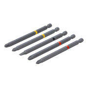 BGS Jeu d’embouts, entraînement hexagonal externe 6,3 mm (1/4"), Phillips PH, Pozidriv PZ, fente, longueur 110 mm, 5 pièces