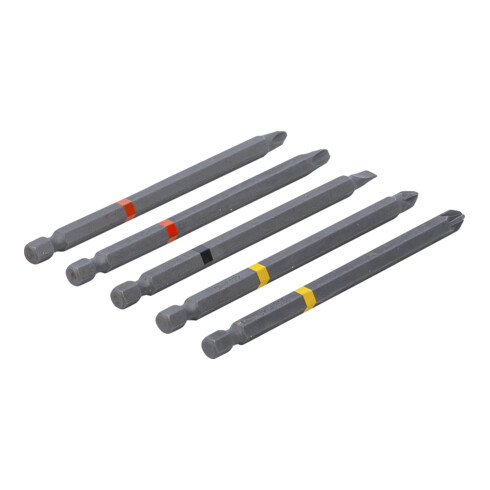 BGS Jeu d’embouts, entraînement hexagonal externe 6,3 mm (1/4"), Phillips PH, Pozidriv PZ, fente, longueur 110 mm, 5 pièces