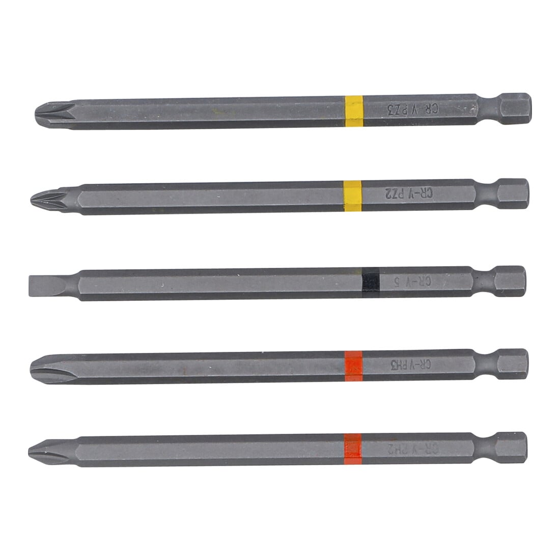 BGS Jeu d’embouts, entraînement hexagonal externe 6,3 mm (1/4"), Phillips PH, Pozidriv PZ, fente, longueur 110 mm, 5 pièces