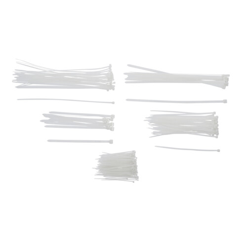 BGS Kabelbinder-Sortiment 80874, weiß, verschiedene Größen, 250-tlg.