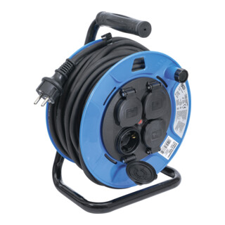 BGS kabeltrommel 25 m 3 x 1,5 mm² 4 bussen met afdichtkap IP 44 3500 W
