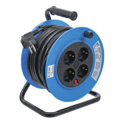 BGS Kabeltrommel 3360, 15 m, 3x1,5 mm², 4 Steckdosen, IP 20, 3000 W