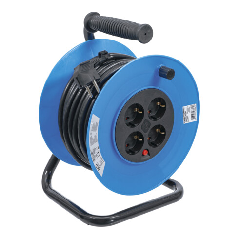 BGS Kabeltrommel 3361, 25 m, 3x1,5 mm², 4 Steckdosen, IP 20, 3000 W