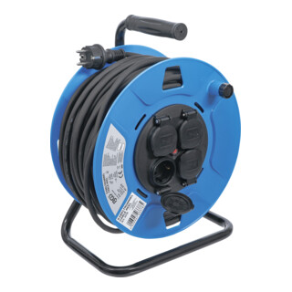 BGS kabeltrommel 50 m 3 x 1,5 mm² 4 bussen met afdichtkap IP 44 3500 W