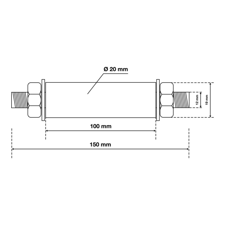 BGS Kit d’essieux pour roue de brouette Ø 20 mm