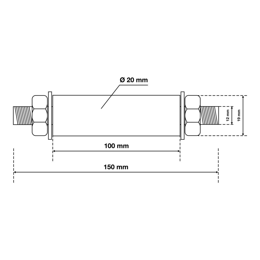BGS Kit d’essieux pour roue de brouette Ø 20 mm