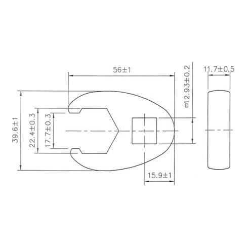 BGS kraaienpootsleutel aandrijving vierkantaandrijving 12,5 mm (1/2") SW 22 mm