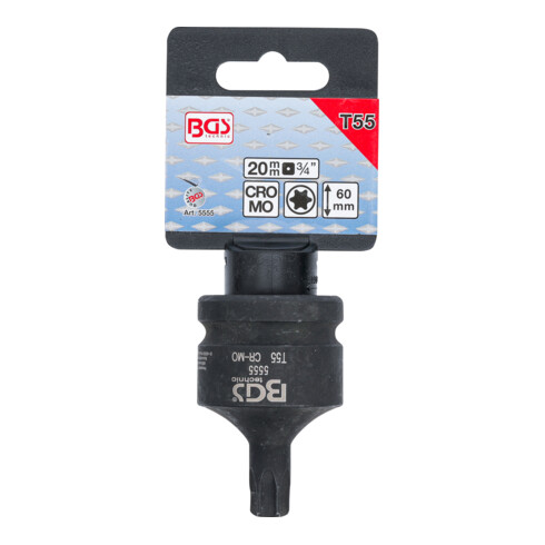 BGS Kraft-Bit-Einsatz 5555, Antrieb Innenvierkant 20 mm (3/4"), T-Profil (für Torx) T55