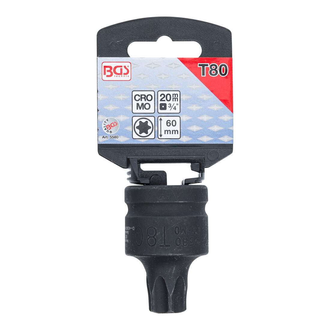 BGS Kraft-Bit-Einsatz 5580, Antrieb Innenvierkant 20 mm (3/4"), T-Profil (für TX) T80