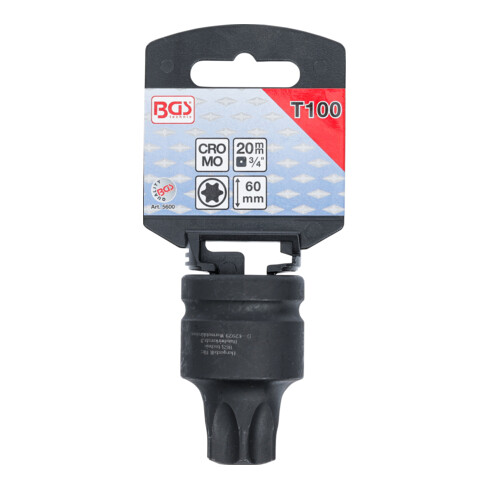 BGS Kraft-Bit-Einsatz 5600, Antrieb Innenvierkant 20 mm (3/4"), T-Profil (für Torx) T100