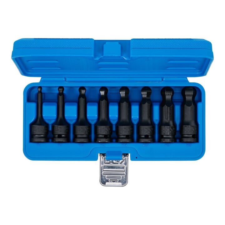 BGS Kraft-Bit-Einsatz-Satz 5488, Länge 75 mm, Antrieb Innenvierkant 12,5 mm (1/2"), Innensechskant mit Kugelkopf 6 - 19 mm, 8-tlg.