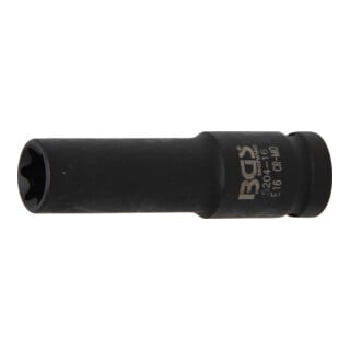 BGS Kraft-Steckschlüssel-Einsatz E-Profil, tief 5204-16, Antrieb Innenvierkant 12,5 mm (1/2"), SW E16 mm