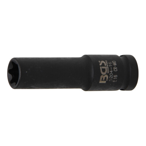 BGS Kraft-Steckschlüssel-Einsatz E-Profil, tief 5204-16, Antrieb Innenvierkant 12,5 mm (1/2"), SW E16 mm