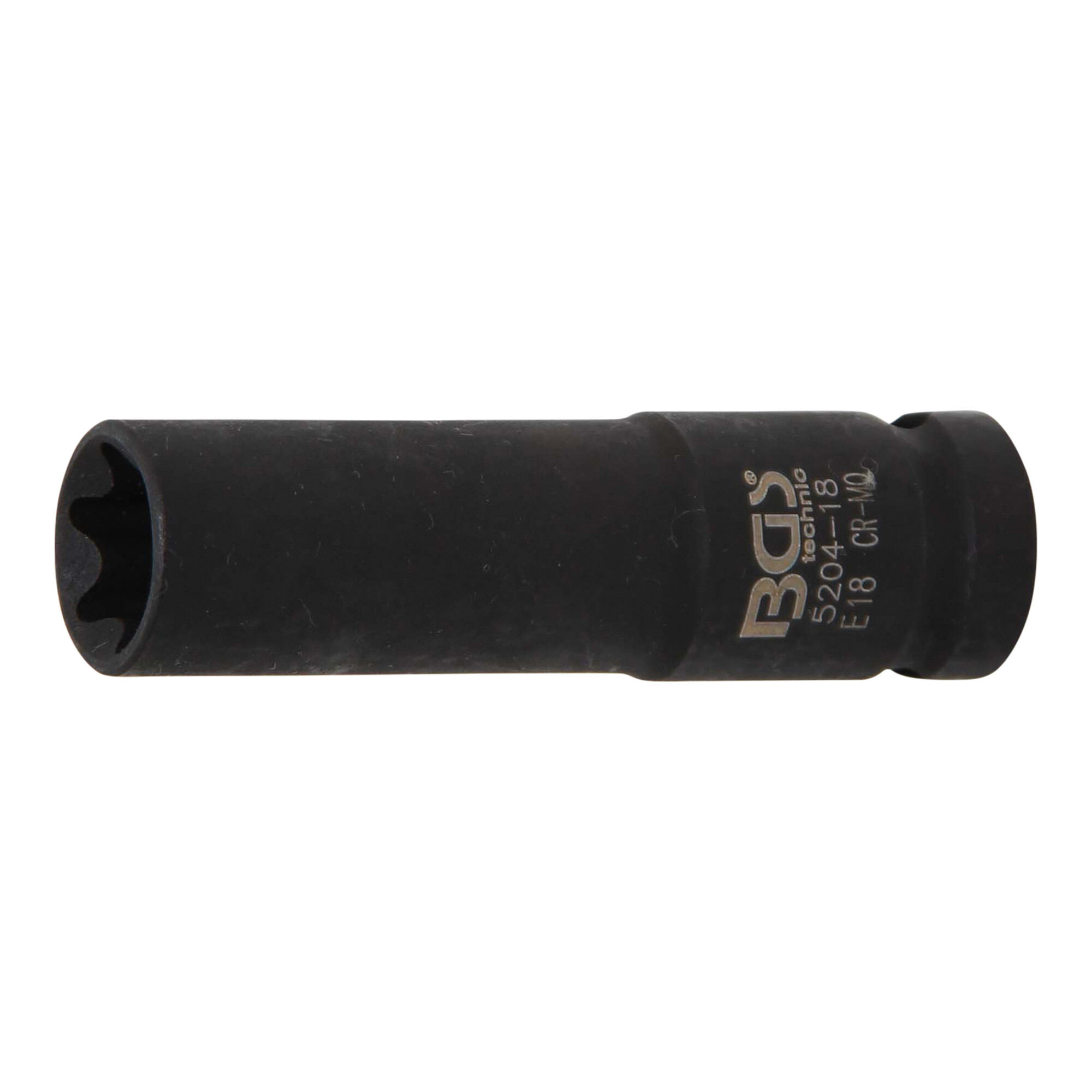 BGS Kraft-Steckschlüssel-Einsatz E-Profil, tief 5204-18, Antrieb Innenvierkant 12,5 mm (1/2"), SW E18 mm ; BGS technic